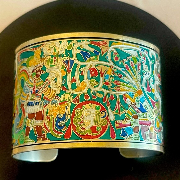 Inlaid silver tone cuff - Picture 1 of 3